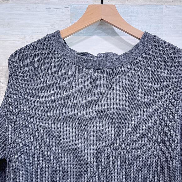J CREW Open Back Flannel Ribbed Sweater Dress Gray Wool Alpaca Womens Small - Picture 2 of 8